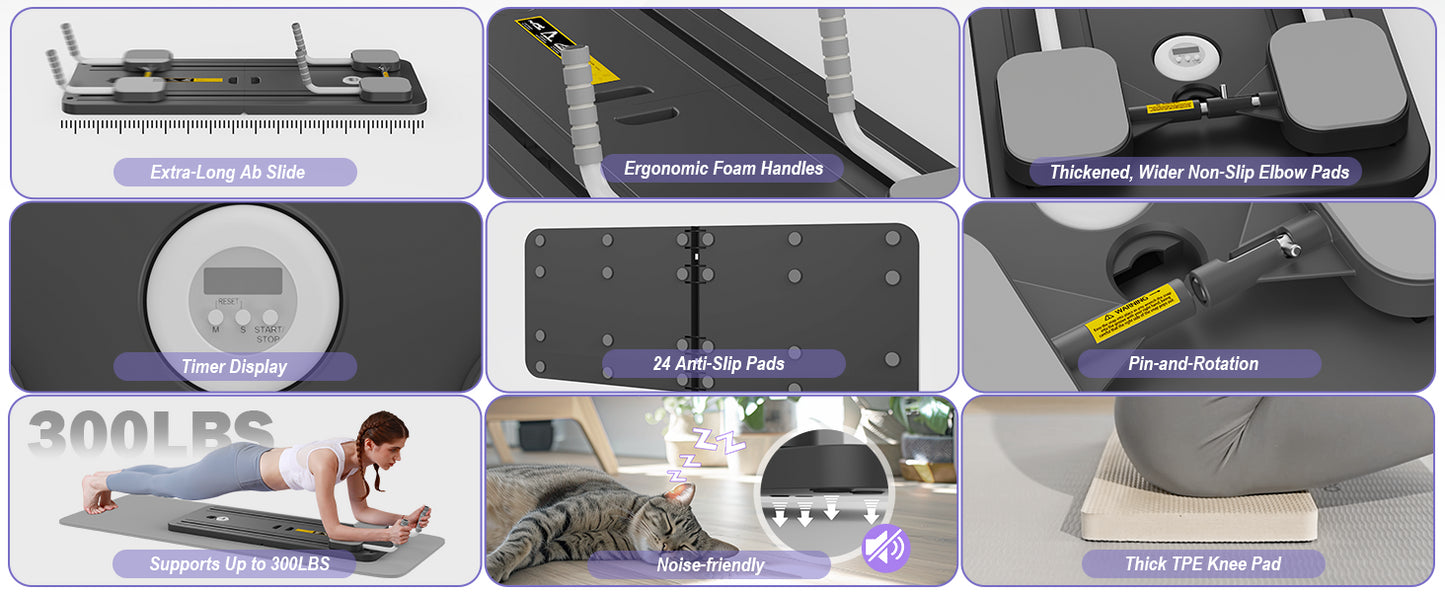 5 in 1 pilates board push up LED display Automatic Rebound Multi Pilates Reformer Set folding Fitness Exercise Equipment