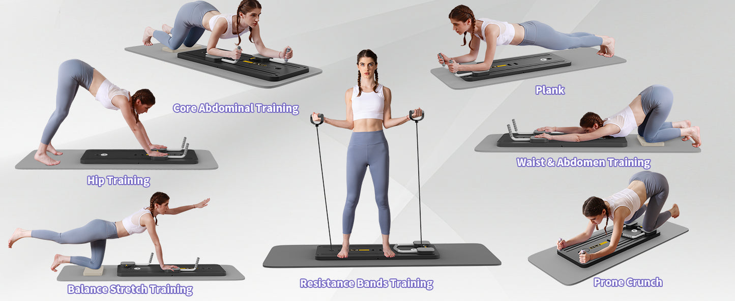 5 in 1 pilates board push up LED display Automatic Rebound Multi Pilates Reformer Set folding Fitness Exercise Equipment