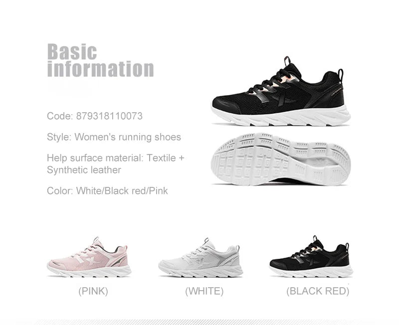 Xtep Women Running Shoes 2023 New Fashion Lightweight Sneakers For Women Breathable Cushioning Sports Shoes Female 879318110073