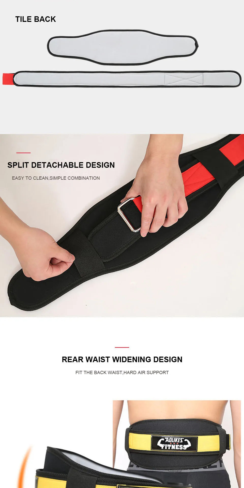 AOLIKES Gym Weightlifting Belt Adjustable Waist Back Support Squat Dumbbell Barbell Deadlifts Training Fitness