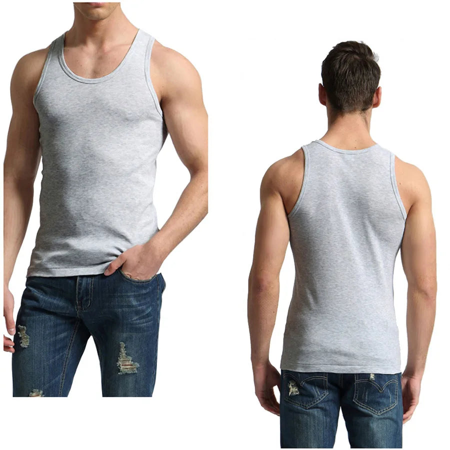 Men’s Cotton Tank Top – Sleeveless Gym Vest