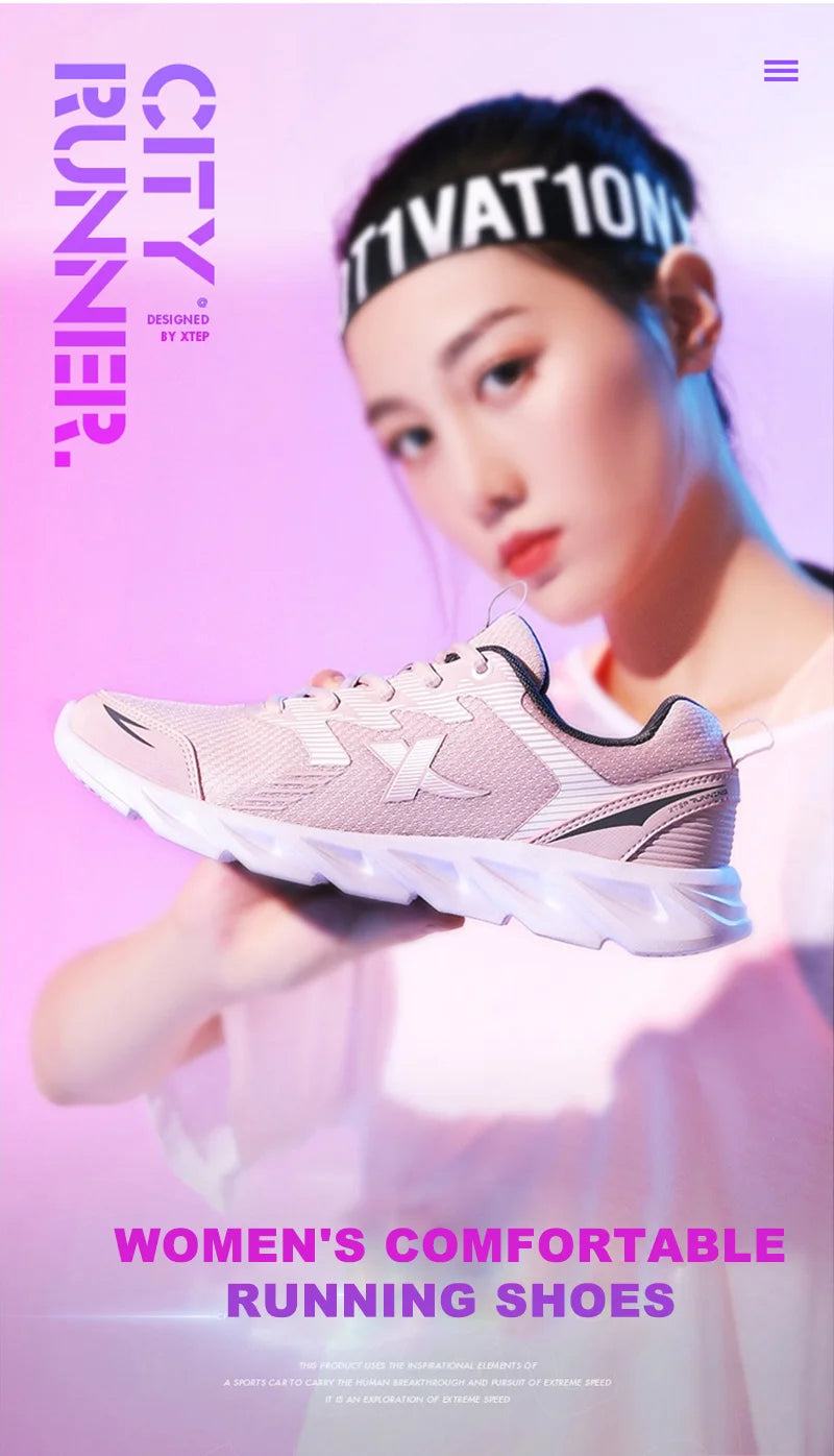 Xtep Women Running Shoes 2023 New Fashion Lightweight Sneakers For Women Breathable Cushioning Sports Shoes Female 879318110073