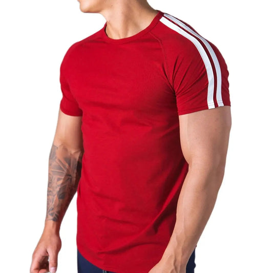 Red Men’s Gym T-Shirt – Short Sleeve, Cotton