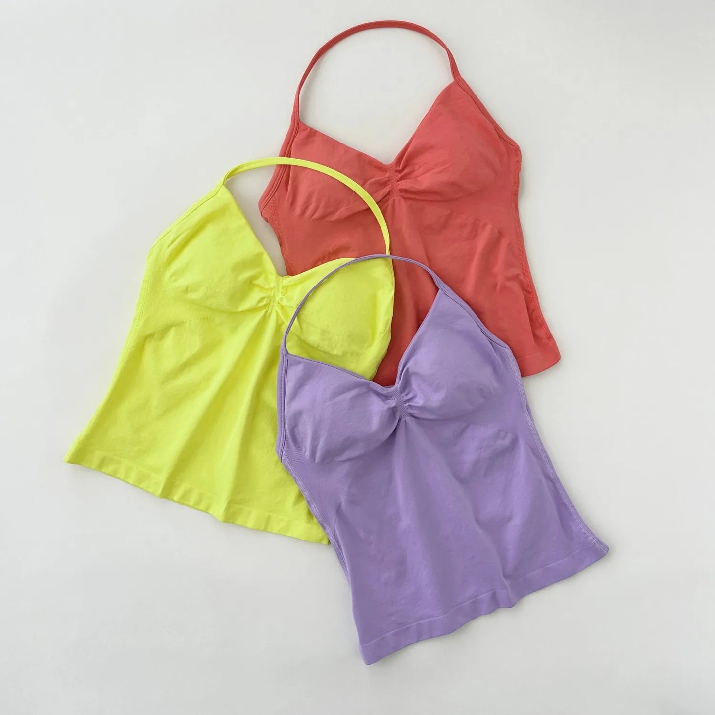 ARFTE Longline Strappy Gym Top Backless Gym Clothes Women Scrunch Built-in Bra With Removable Cups Yoga Tank Tops