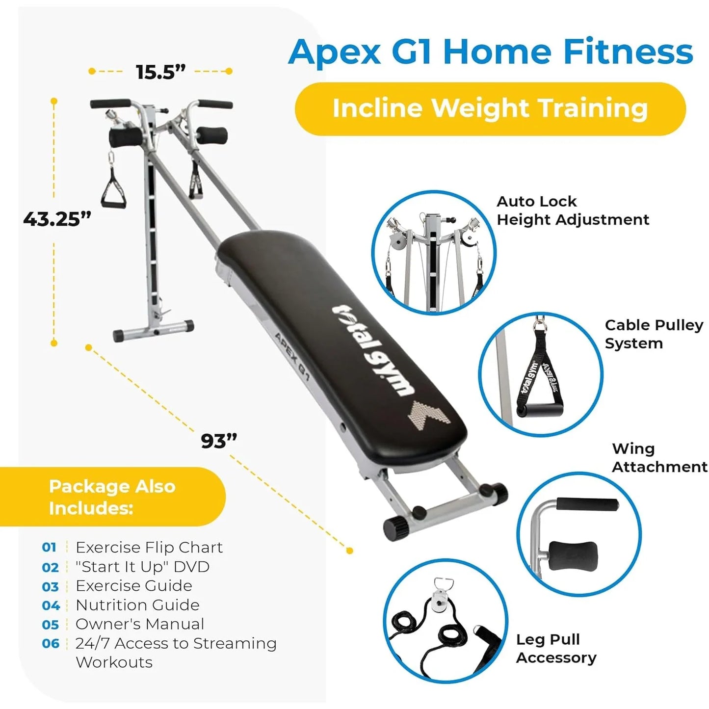 APEX Versatile Indoor Home Gym Workout Total Body Strength Training Fitness Equipment