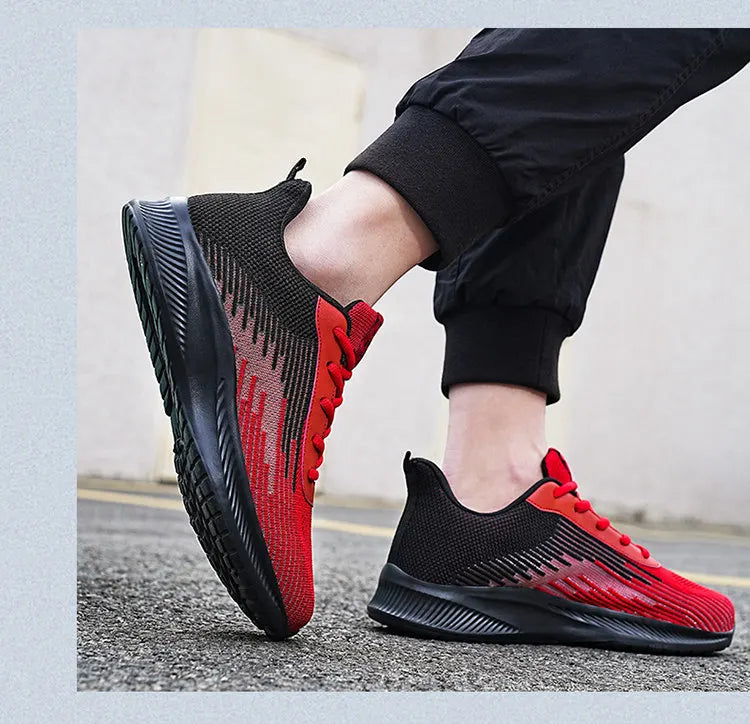 Summer Hot Sale Red Mesh Men Running Sneakers Big Size 47 Light Breathable Women Training Shoes Non-slip Sport Shoes for Man