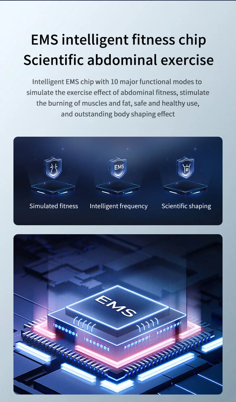 EMS Abdominal Toning Belt Muscle Stimulator Abs Trainer Muscle Toner USB Charge Body Shaping Lose Weight Fat Burn Fitness Unisex