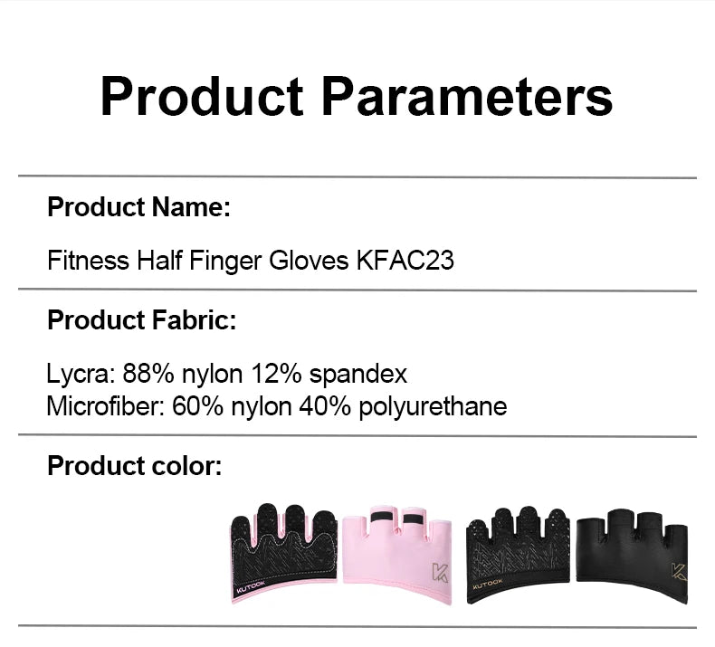 KUTOOK Gym Fitness Half Finger Gloves Men Women for Crossfit Workout Glove Power Weight Lifting Bodybuilding Hand Protector