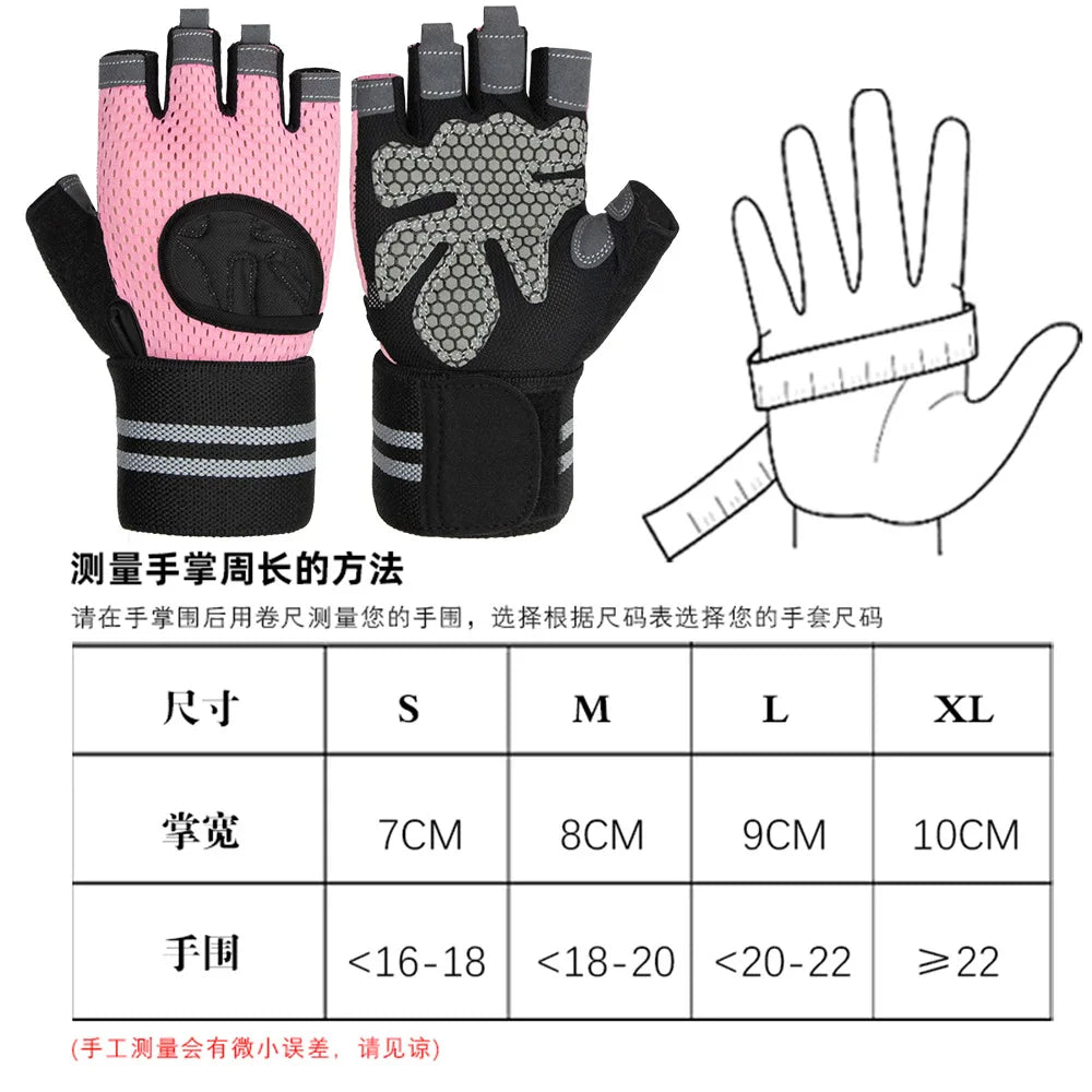 Anti Slip Shock Breathable Half Finger Gloves Breathable Cycling Gloves Fitness Gym Bodybuilding Crossfit Exercise Sports Gloves