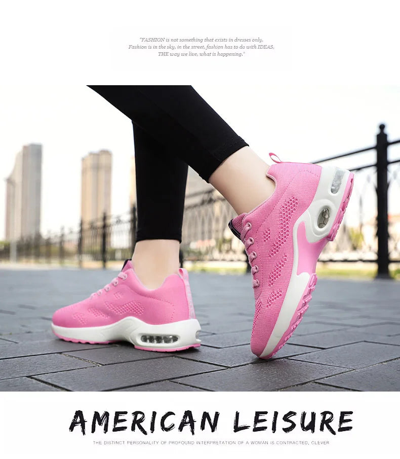 Oulylan Women Casual Sneakers Shoes Mesh Breathable Running Shoes Air Cushion Platform Summer Sports Shoes Luxury Lightweight