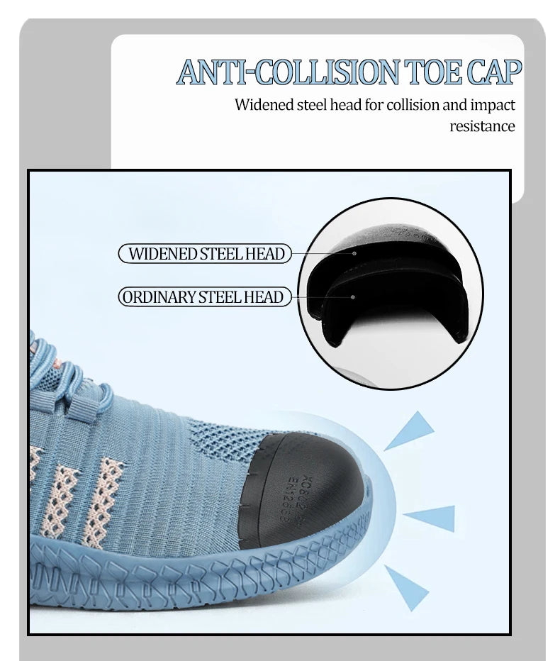 Women's work safety shoes are anti smashing, anti piercing, anti slip, wear-resistant, and outdoor fashionable sports shoes
