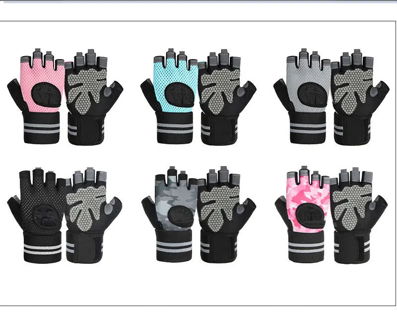 Anti Slip Shock Breathable Half Finger Gloves Breathable Cycling Gloves Fitness Gym Bodybuilding Crossfit Exercise Sports Gloves