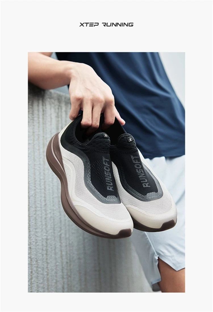 Xtep Soft Tube Running Shoes for Men Comfortable Breathable Slip-on Mesh Wear-Resistant Lightweight Male Sneakers 875219110061