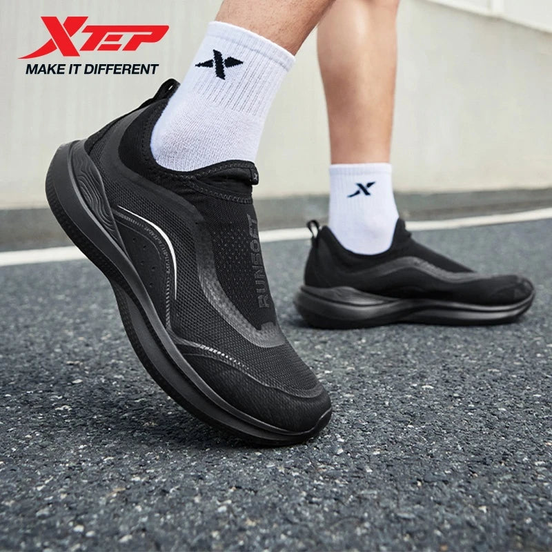 Xtep Soft Tube Running Shoes for Men Comfortable Breathable Slip-on Mesh Wear-Resistant Lightweight Male Sneakers 875219110061