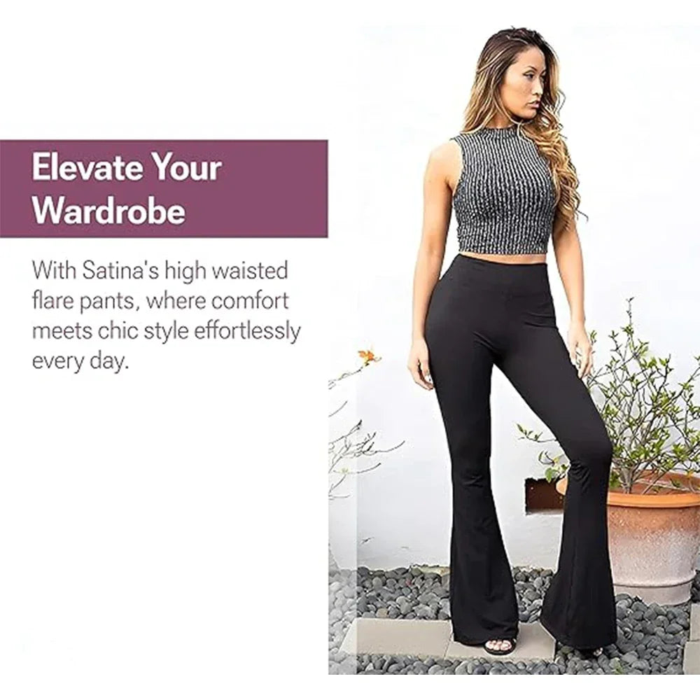 Women's Bootcut Yoga Pants Tummy Control Non See Through Bootleg Gym Workout Pants