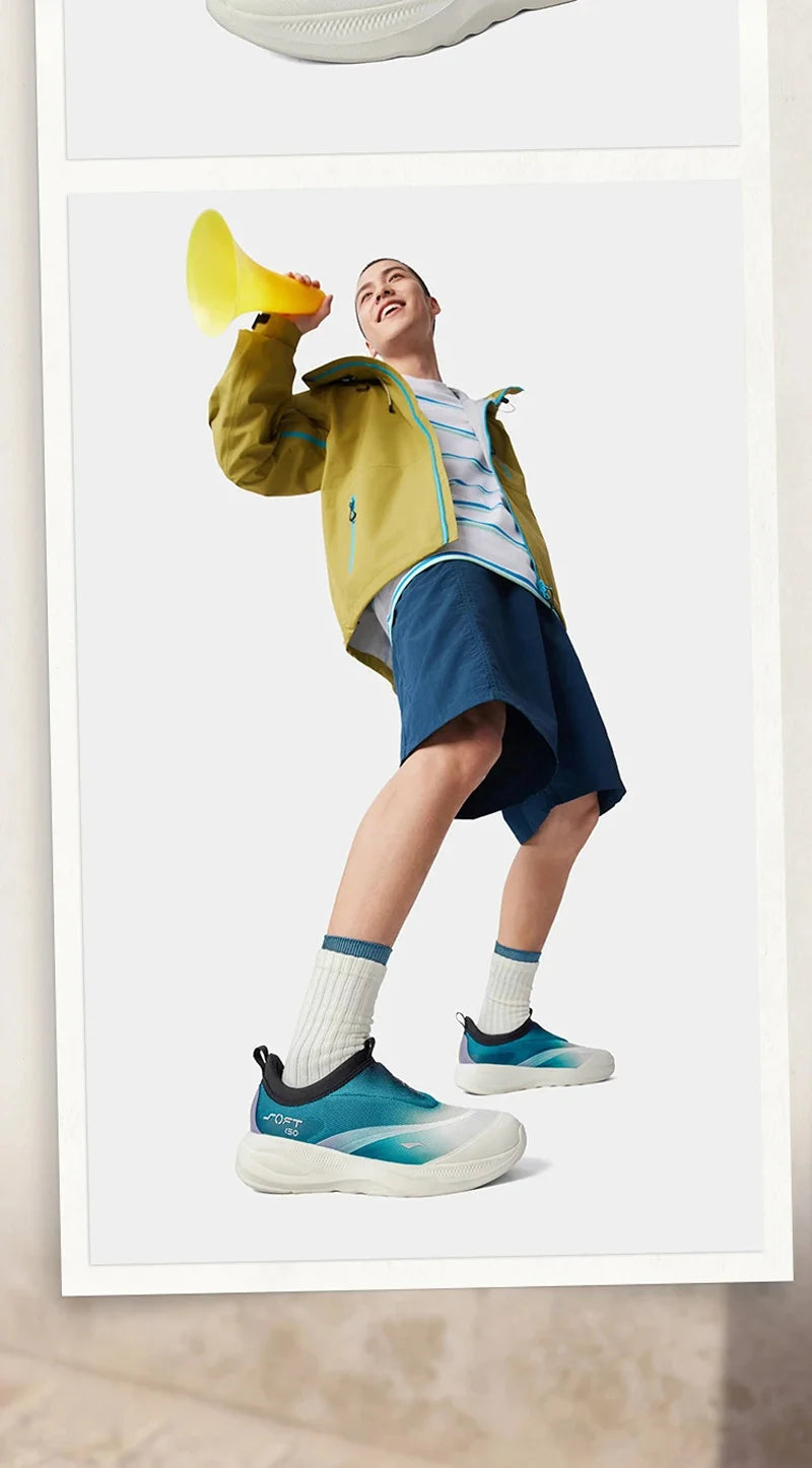 Li-Ning Men SOFT GO 2 Walking Shoes COMFOAM Slip-on Soft Thick Heel LiNing Comfortable Wearable Sports Casual Shoes AGLV005