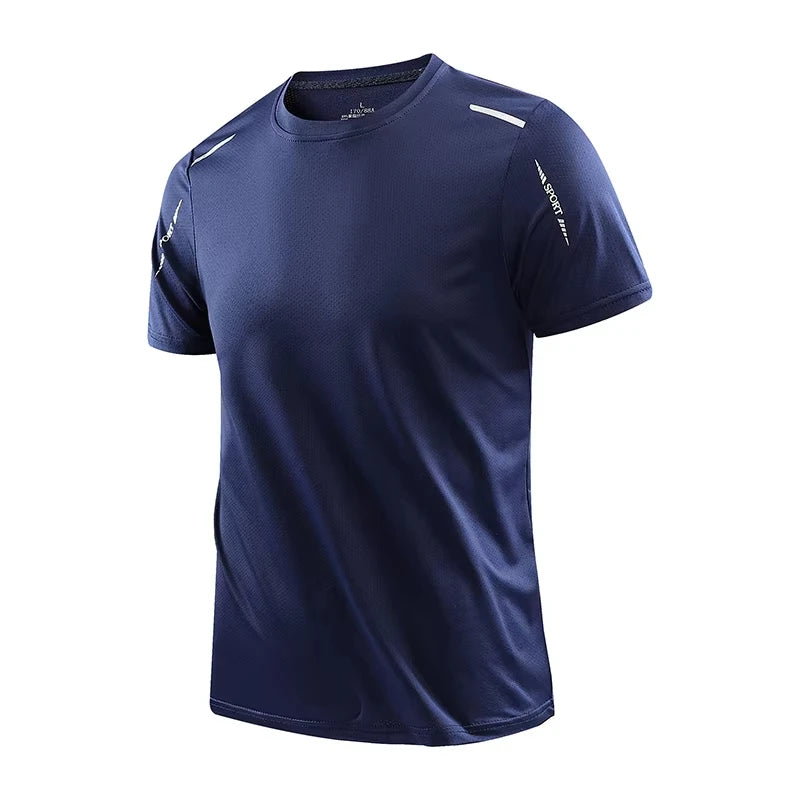 New Men’s Sportswear Running Tees Quick Dry Short Sleeve T-Shirt Gym Clothing Man Compression Shirt Five Solid-Color Tops