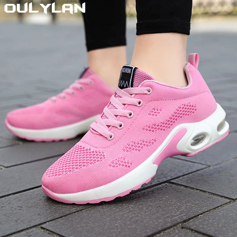 Oulylan Women Casual Sneakers Shoes Mesh Breathable Running Shoes Air Cushion Platform Summer Sports Shoes Luxury Lightweight
