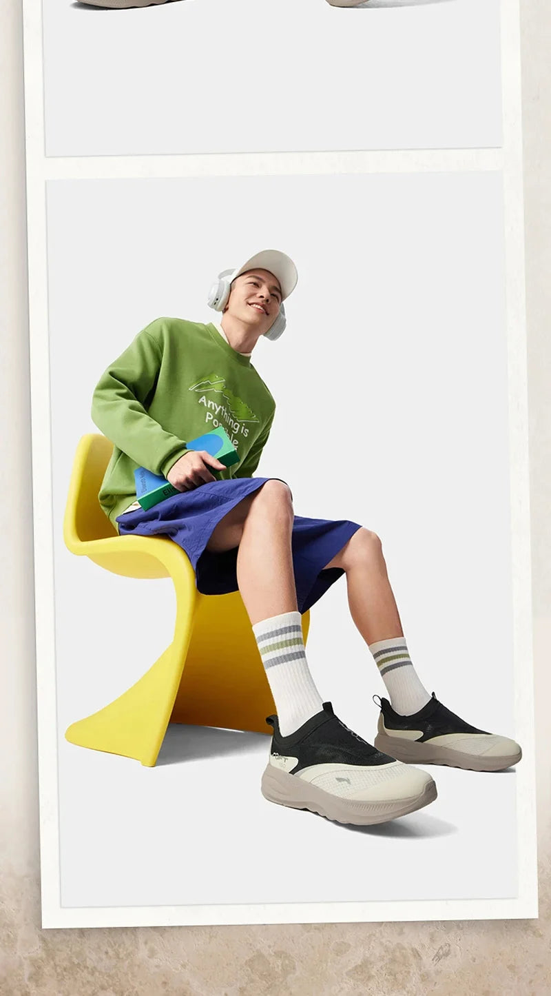 Li-Ning Men SOFT GO 2 Walking Shoes COMFOAM Slip-on Soft Thick Heel LiNing Comfortable Wearable Sports Casual Shoes AGLV005