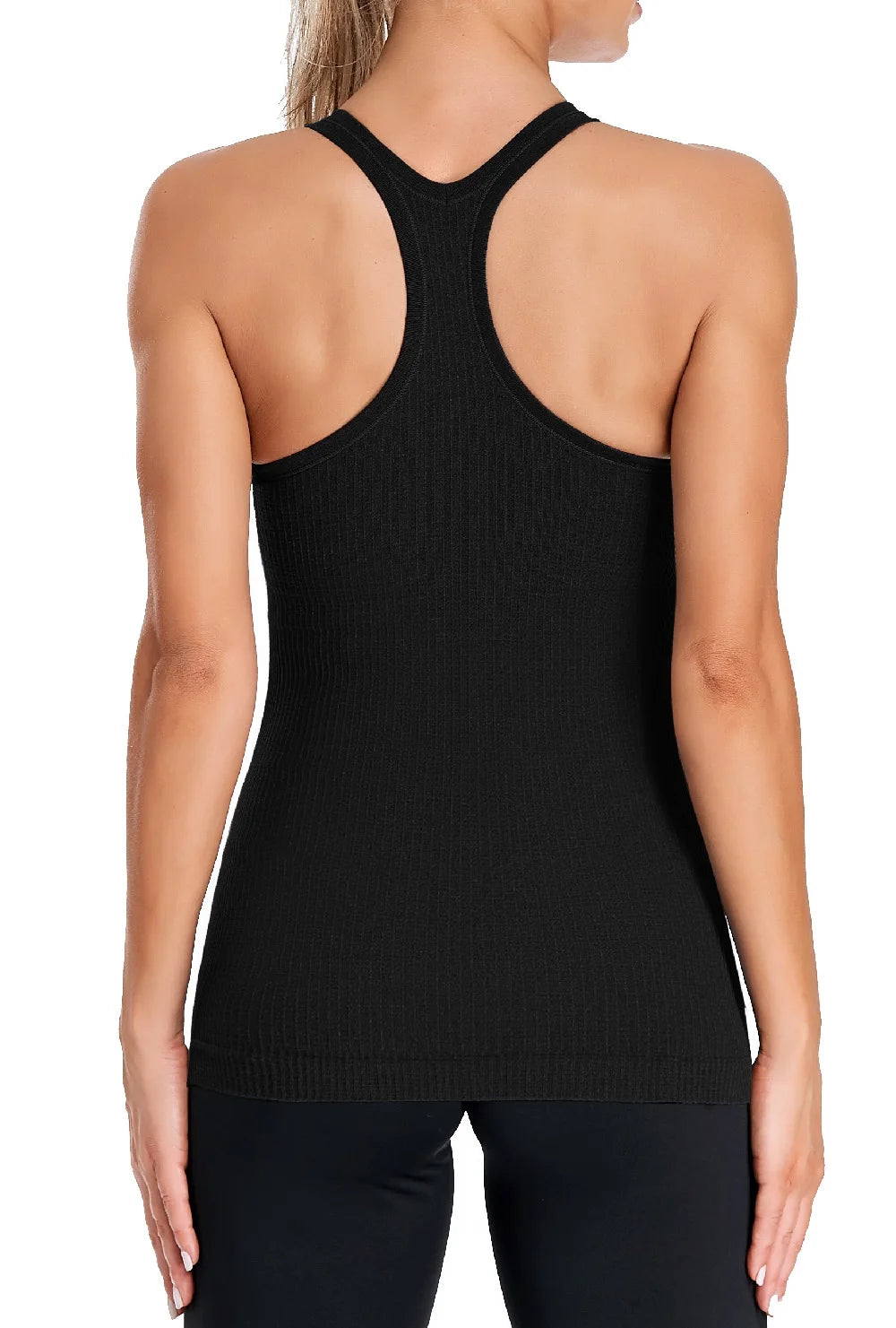 Attraco Women Camisole Racerback Design U-Neck Basic Breathable Sportswear Solid Soft Build-in Shelf Bra Running Tank Tops