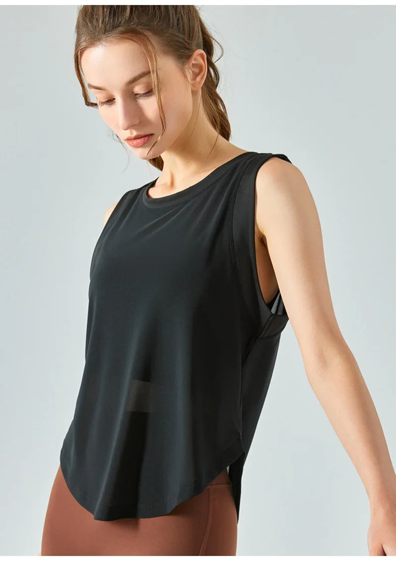 Cloud Hide Quick Dry Sports Shirts for Women XL Crop Top Breathable Plus Size Yoga T-Shirt Gym Workout Cover-up Sleeveless Vest