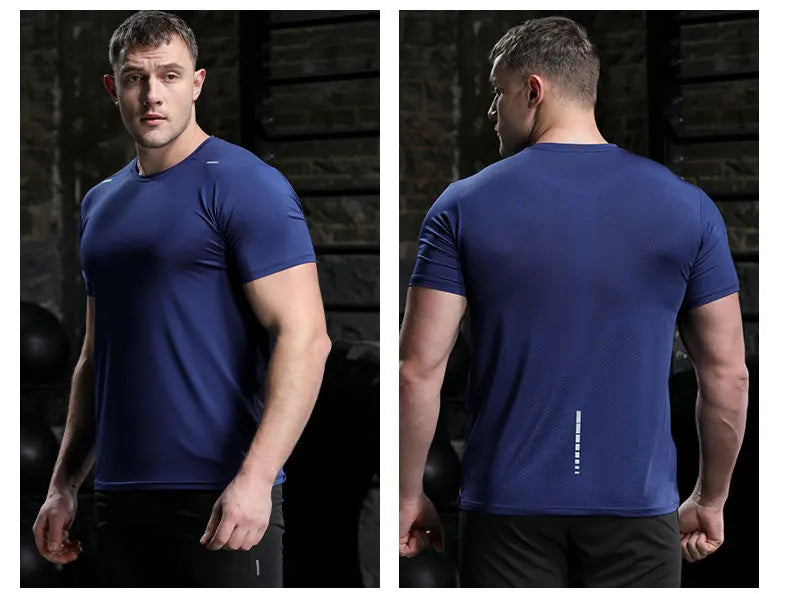 Men's Summer Loose Breathable Short Sleeve Outdoor Cycling Quick Dry Top Running Tracksuits Fitness T-shirts Muscle Tights