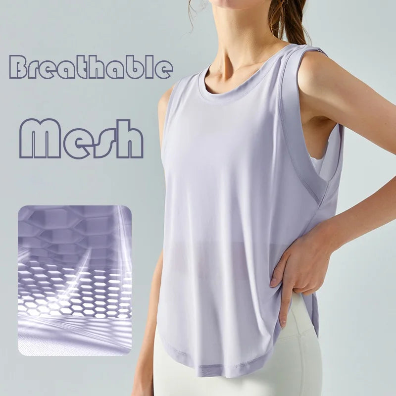 Cloud Hide Quick Dry Sports Shirts for Women XL Crop Top Breathable Plus Size Yoga T-Shirt Gym Workout Cover-up Sleeveless Vest