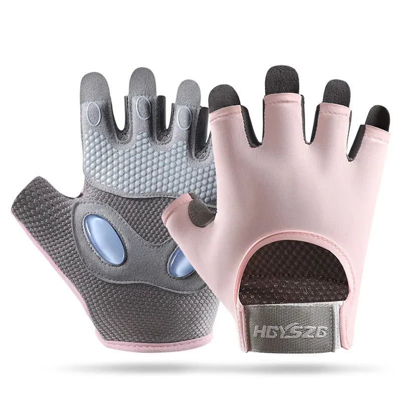 Summer Fitness Gloves Silicone Palm Shock Absorbing Half Finger Colorful Gym Gloves for Men Women Sun Protection Ice Silk Gloves