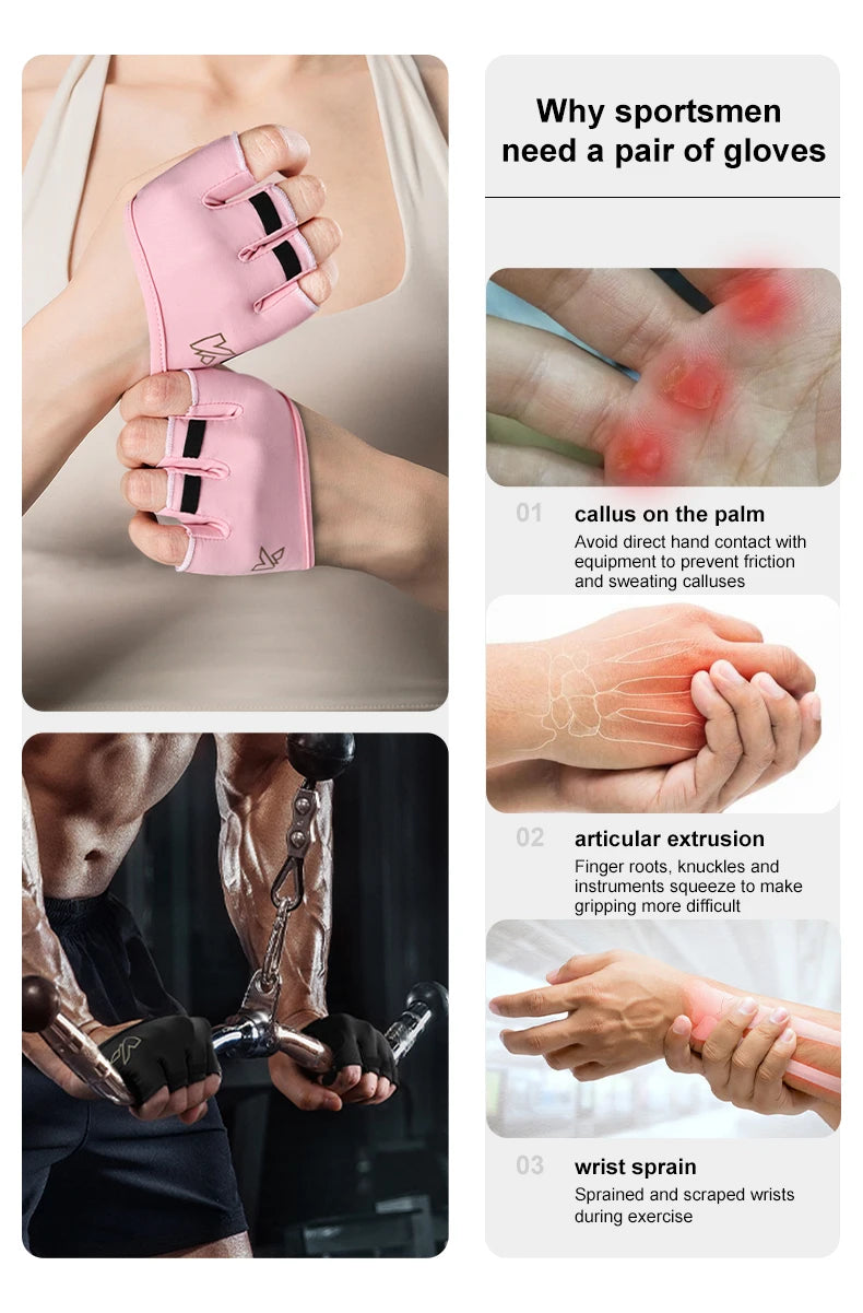 KUTOOK Gym Fitness Half Finger Gloves Men Women for Crossfit Workout Glove Power Weight Lifting Bodybuilding Hand Protector