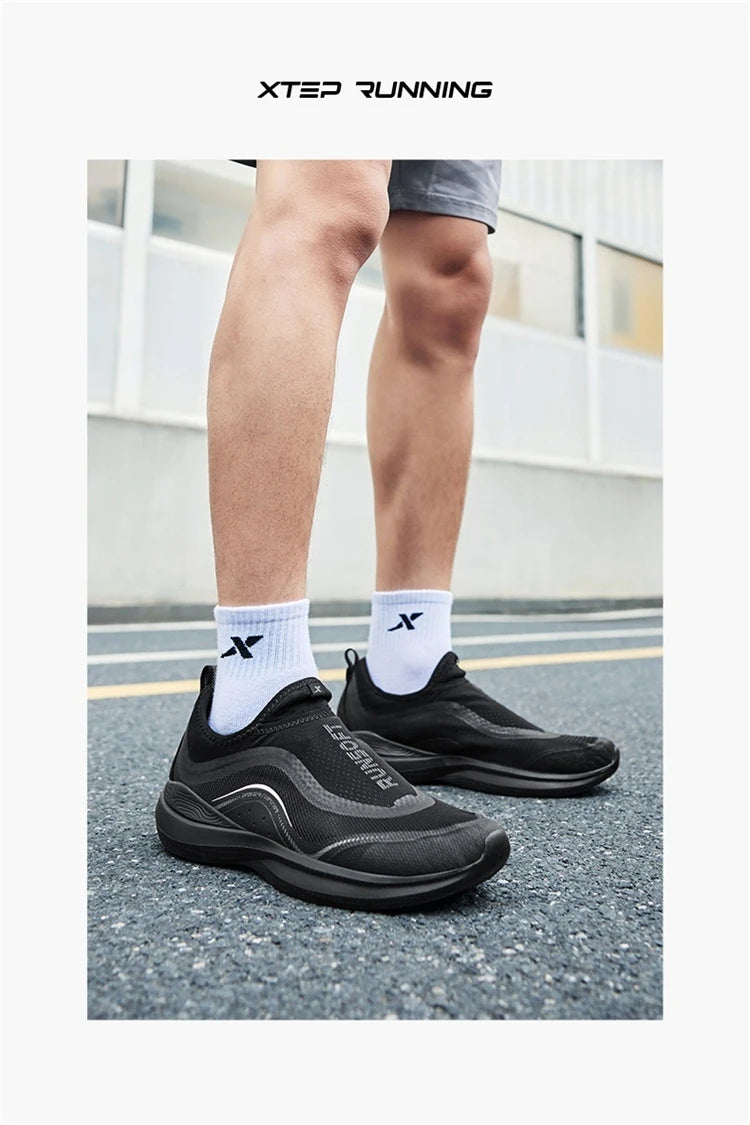 Xtep Soft Tube Running Shoes for Men Comfortable Breathable Slip-on Mesh Wear-Resistant Lightweight Male Sneakers 875219110061