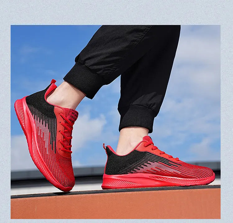 Summer Hot Sale Red Mesh Men Running Sneakers Big Size 47 Light Breathable Women Training Shoes Non-slip Sport Shoes for Man