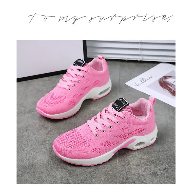Oulylan Women Casual Sneakers Shoes Mesh Breathable Running Shoes Air Cushion Platform Summer Sports Shoes Luxury Lightweight