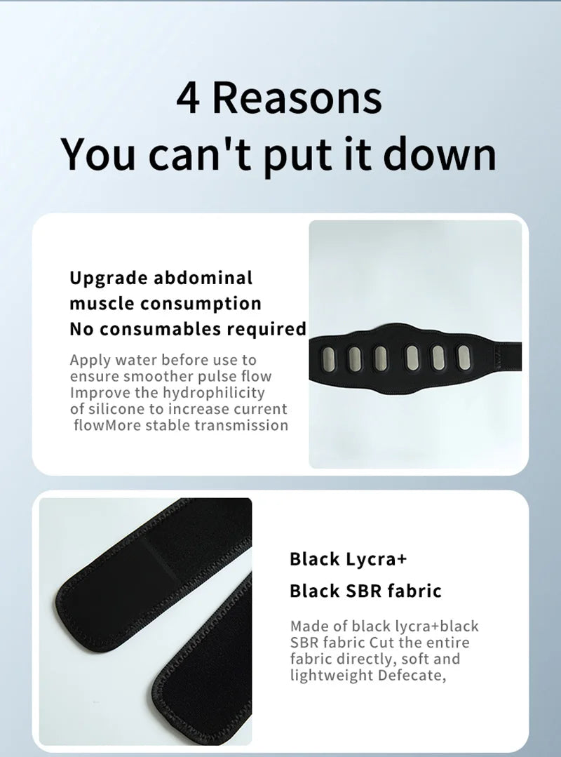 EMS Abdominal Toning Belt Muscle Stimulator Abs Trainer Muscle Toner USB Charge Body Shaping Lose Weight Fat Burn Fitness Unisex