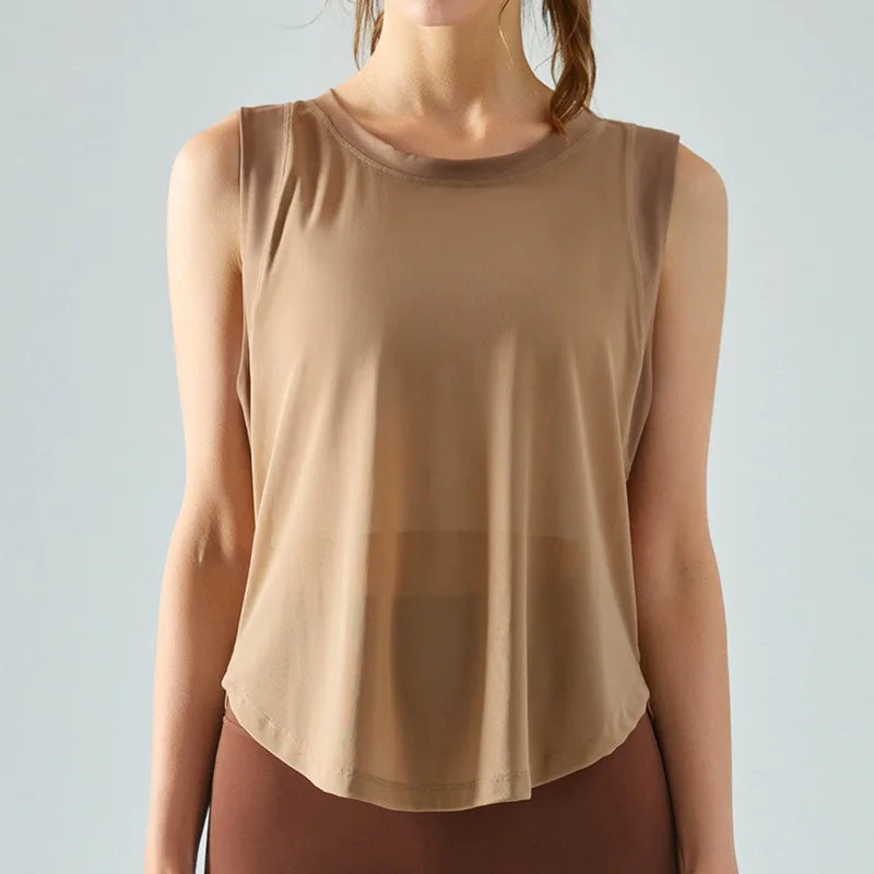 Cloud Hide Quick Dry Sports Shirts for Women XL Crop Top Breathable Plus Size Yoga T-Shirt Gym Workout Cover-up Sleeveless Vest