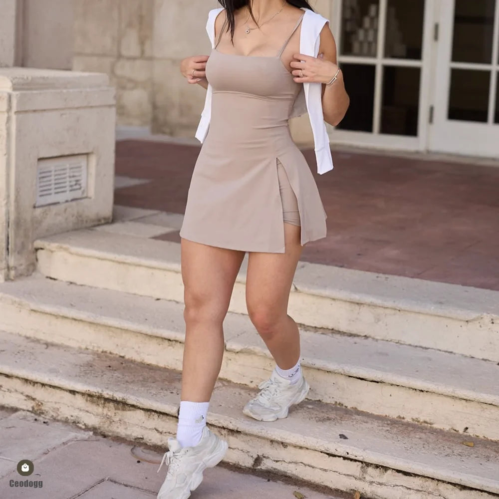 XL Pad Bodysuit Women Anti Shorts Yoga Set Gym Running One Piece Jumpsuit Tennis Skirt Workout Tracksuit Dance Fitness Bodysuit