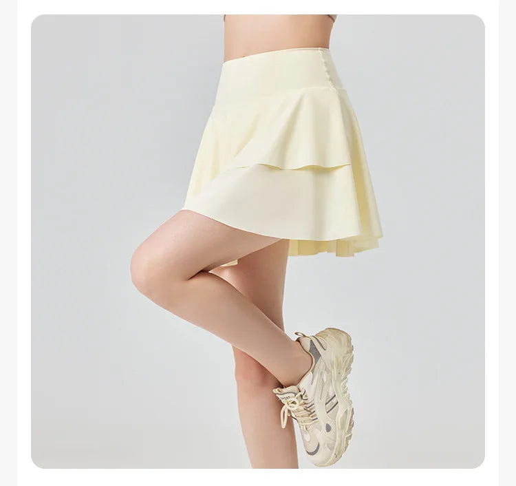 Sport Short Skirt for Women in Summer Anti-exposure High Waist Pleated Short Skirt Fitness Yoga Suit Golf Tennis Skirt