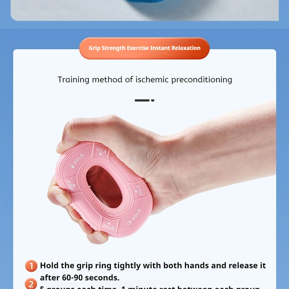 Octagonal Grip Ring 3-Level Resistance Silicone Hand Exerciser for Arm Strength Training Home Gym Fitness Equipment