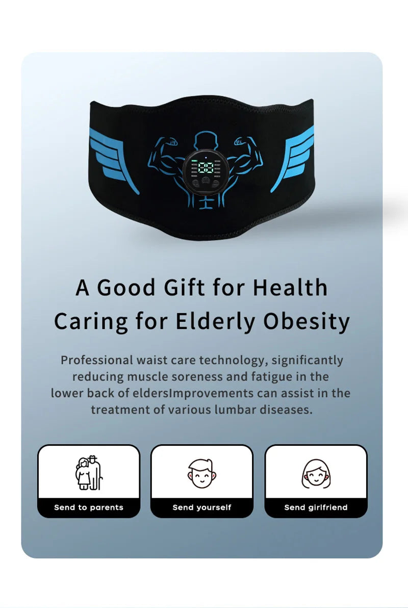 EMS Abdominal Toning Belt Muscle Stimulator Abs Trainer Muscle Toner USB Charge Body Shaping Lose Weight Fat Burn Fitness Unisex