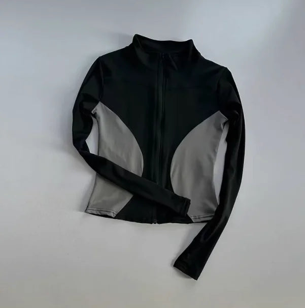 Outdoor Sports Long Sleeved Women Slim Yoga Clothes Quick Dry Zipper Cardigan Stand Up Collar Jacket Running Fitness Jacket Top