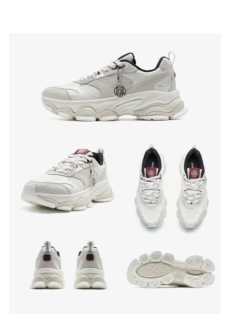 Xtep Chinoiserie Casual Shoes For Men 2025 Spring Vintage Thick Sole Fashion Sports Shoes Wear-Resistant  Sneakers 875119320001