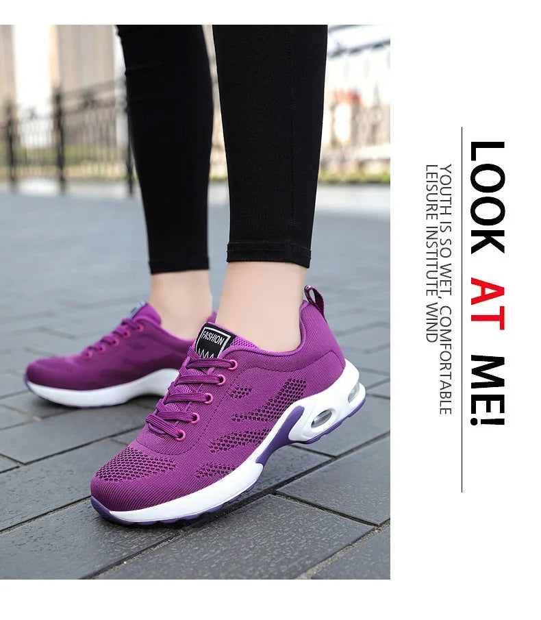 Oulylan Women Casual Sneakers Shoes Mesh Breathable Running Shoes Air Cushion Platform Summer Sports Shoes Luxury Lightweight