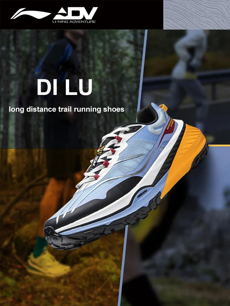 Li-Ning Men DI LU Trail Running Shoes Long Distance BOOM FIBER Cushion Sport Shoes Wearable Anti-Slip Sneakers ARNU003 ARNU009