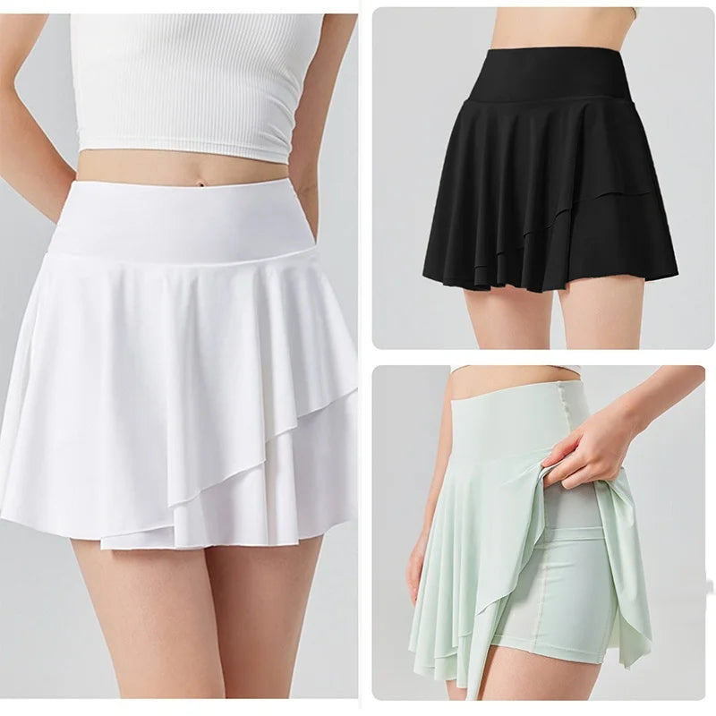 Sport Short Skirt for Women in Summer Anti-exposure High Waist Pleated Short Skirt Fitness Yoga Suit Golf Tennis Skirt