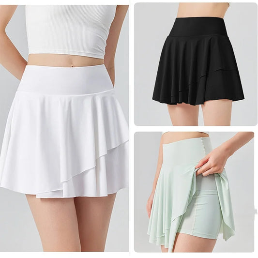 Sport Short Skirt for Women in Summer Anti-exposure High Waist Pleated Short Skirt Fitness Yoga Suit Golf Tennis Skirt