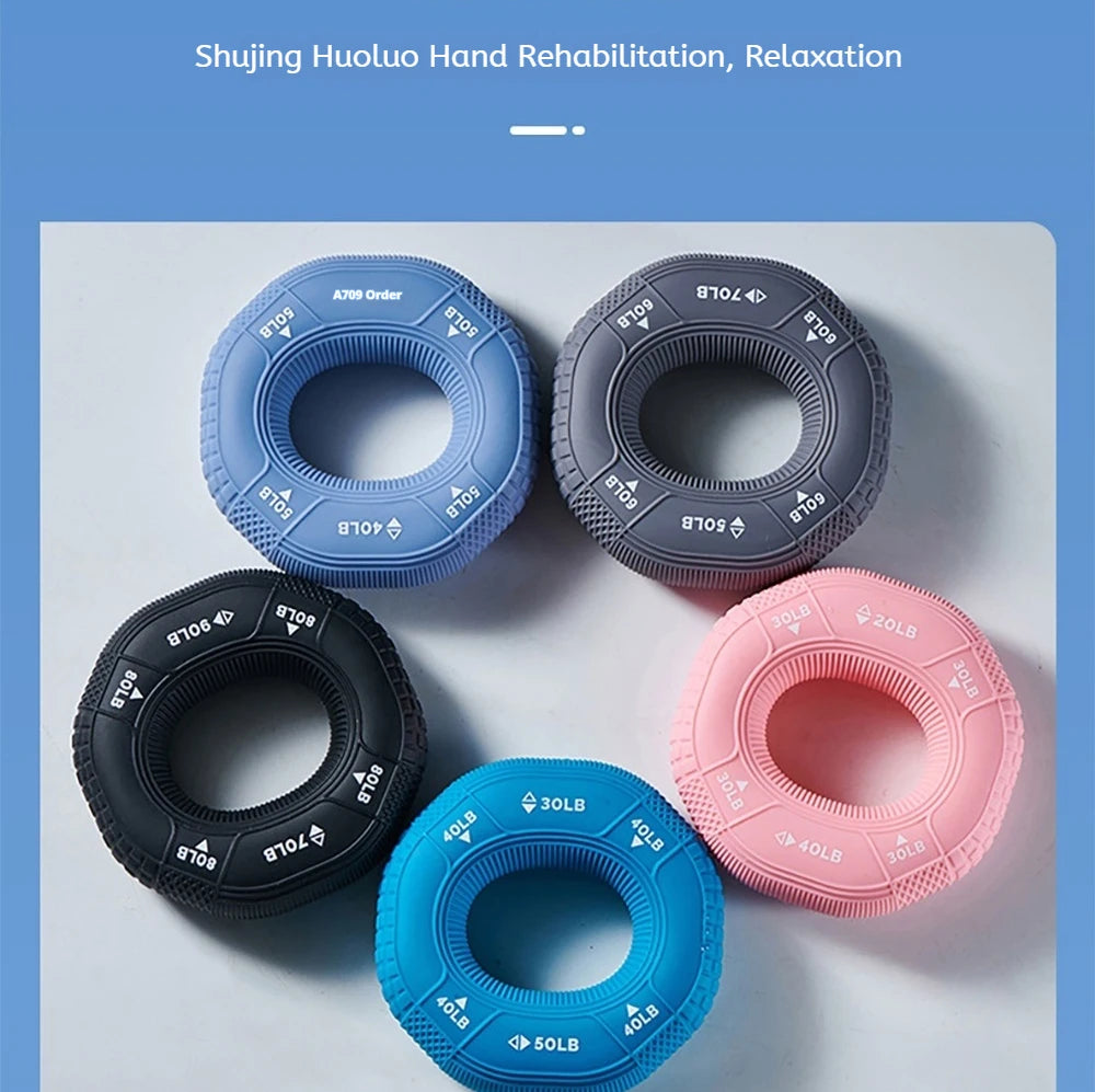 Octagonal Grip Ring 3-Level Resistance Silicone Hand Exerciser for Arm Strength Training Home Gym Fitness Equipment