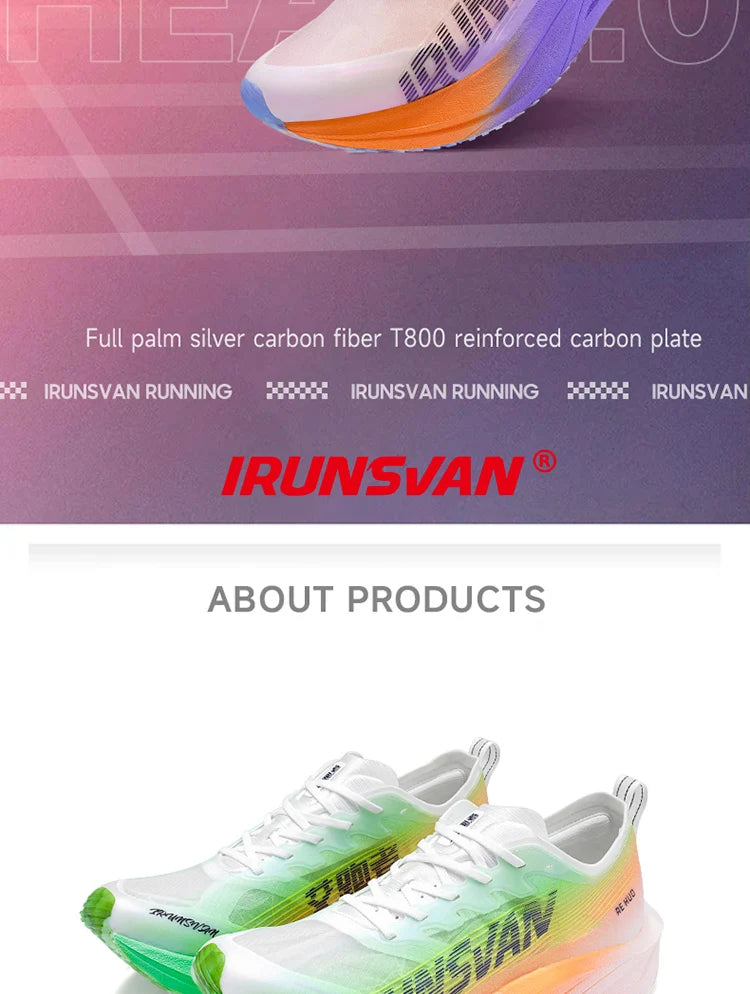 IRUNSVAN HEAT 2.0 Carbon Plate Sneakers Marathon Racing Professional Running Shoes Men Athletic Training Sport Shoes