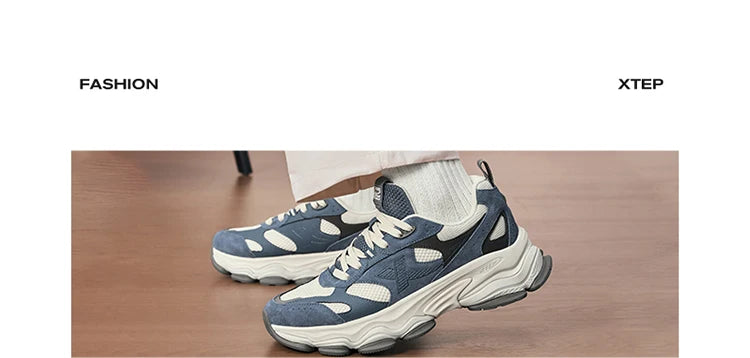 Xtep Chinoiserie Casual Shoes For Men 2025 Spring Vintage Thick Sole Fashion Sports Shoes Wear-Resistant  Sneakers 875119320001
