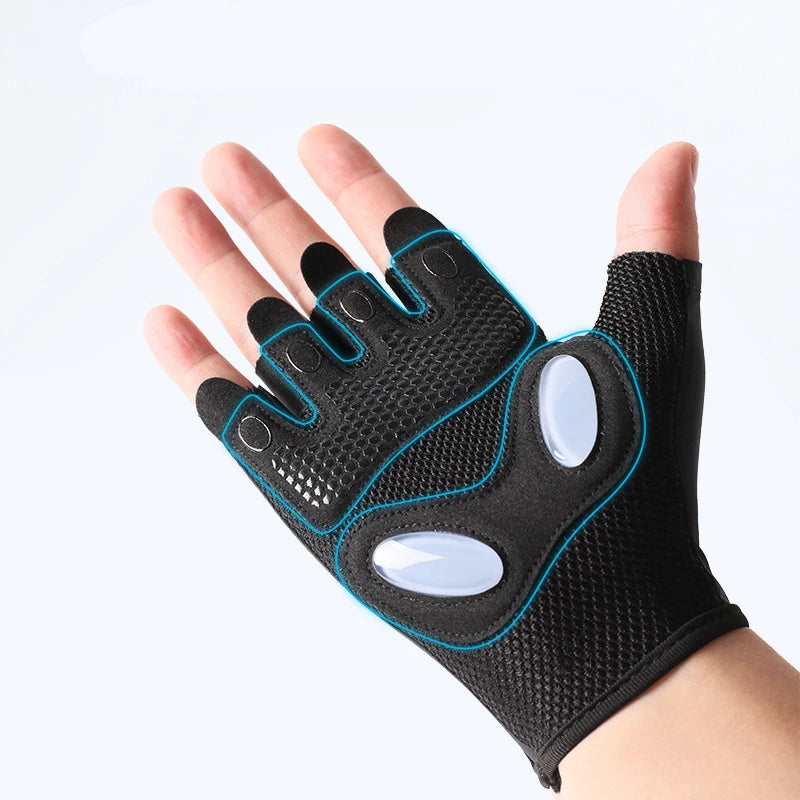 Summer Fitness Gloves Silicone Palm Shock Absorbing Half Finger Colorful Gym Gloves for Men Women Sun Protection Ice Silk Gloves