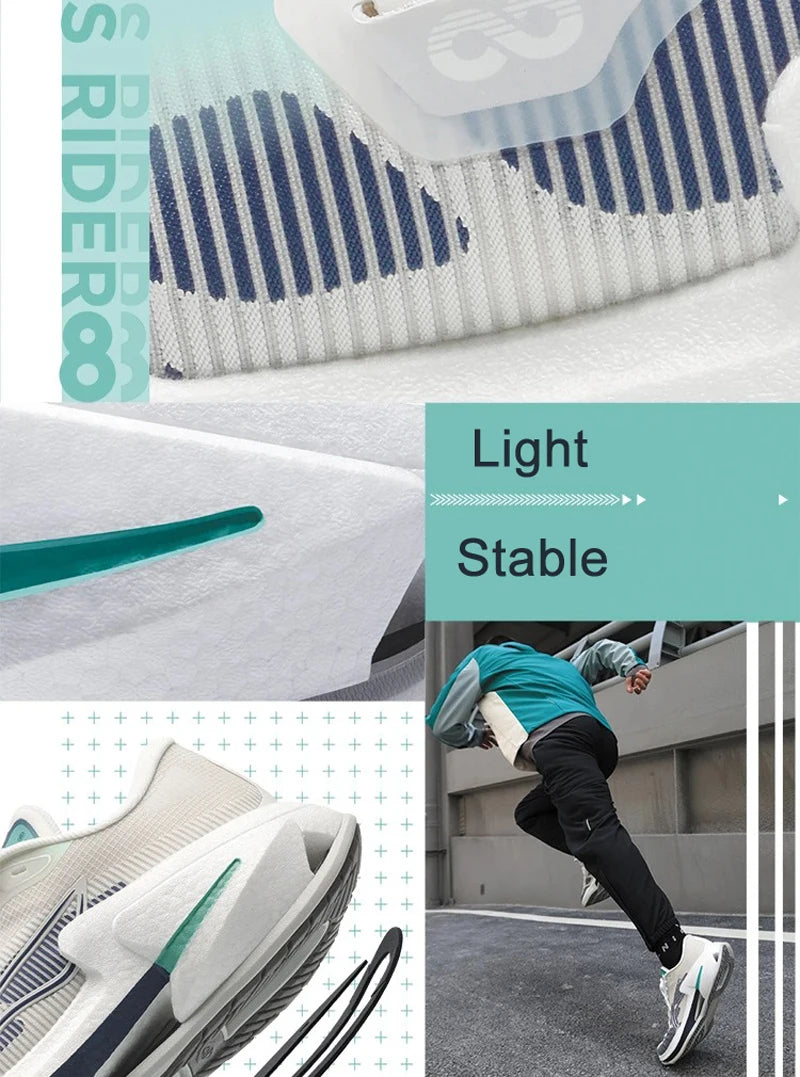 Li-Ning Men FURIOUS RIDER 8 Stability Running Shoes BOOM Cushion Stable Support Sport Shoes Anti-slip Wearable Sneakers ARZU007