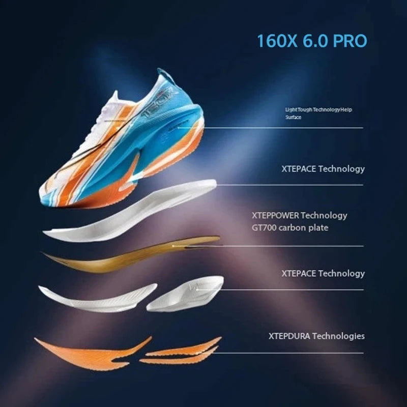 Xtep 160X 6.0 PRO Running Shoes For Men Stable Durable Racing Marathon Light Running Shoes Professional Marathon 975119110003